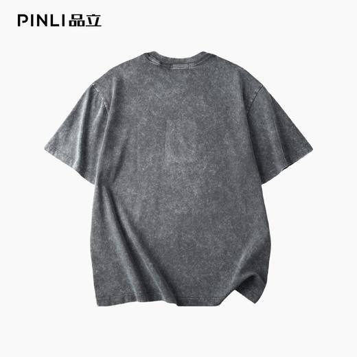 PINLI品立2026夏季新款字母印花圆领短袖T恤男士上衣BG262111502 商品图2