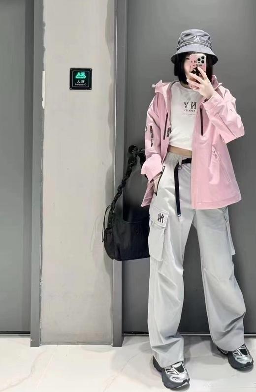 男女同款ML字母松紧腰工装长裤直筒可缩口两穿休闲裤 商品图0