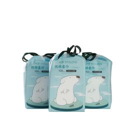 伊伊爱 干湿两用立体珍珠纹洗脸巾)100抽/包*3包 HSKKM0037