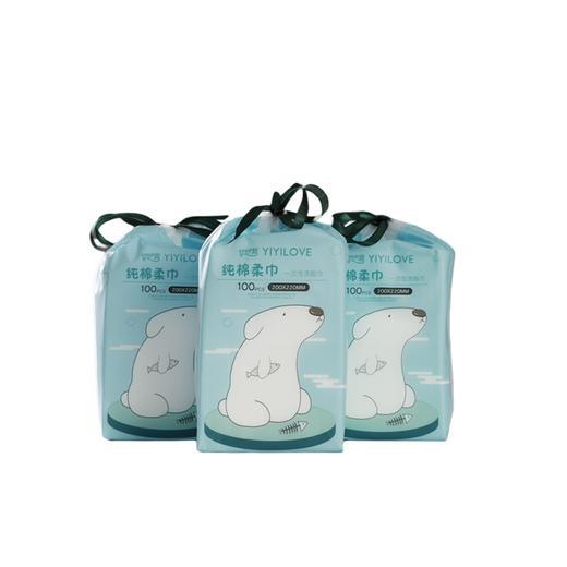 伊伊爱 干湿两用立体珍珠纹洗脸巾)100抽/包*3包 HSKKM0037 商品图0