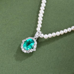 子佩集【青森之梦】银S925珍珠惜王妃项链【ZZXL029】2.8mm珠绿椭圆2601