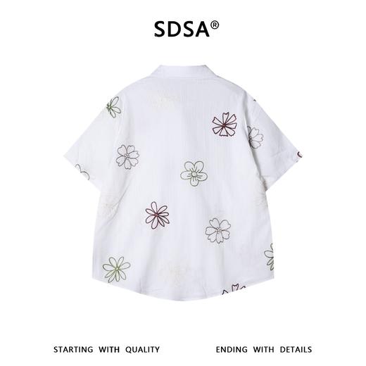SDSA男装2026新款轻奢韩版复古彩色花卉刺绣竖条短袖衬衫百搭宽松 商品图4