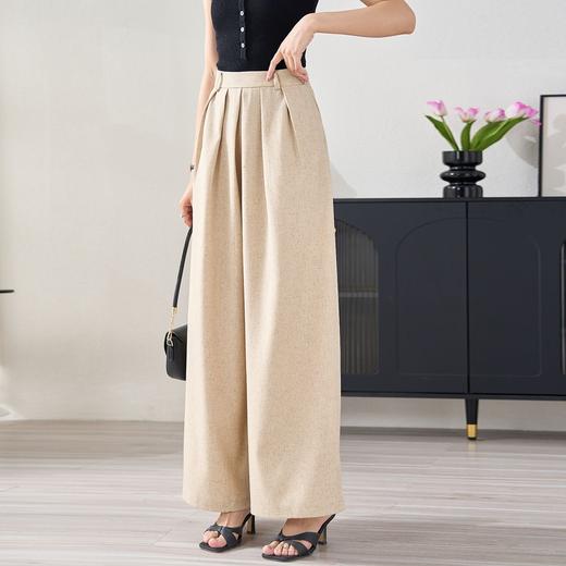 米思阳新款时尚气质宽松阔腿裤休闲显瘦薄款裤子女5T24BH2370 商品图3