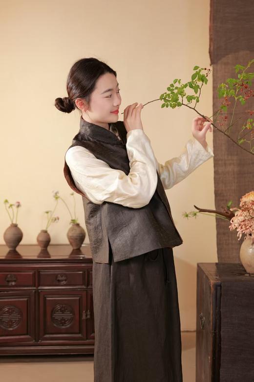 漫物记甲丝麻+龟裂纹斜襟立领双面马xys-324 商品图4