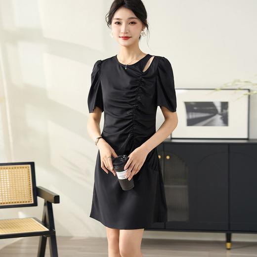 米思阳新款小个子优雅气质连衣裙法式泡泡修身时尚裙子女5T24BL1552 商品图4