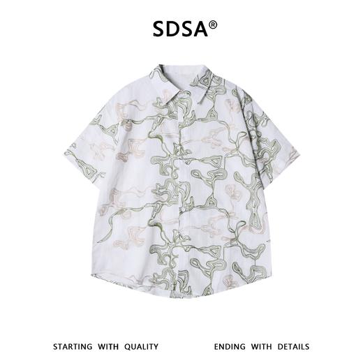 SDSA男装2026新款高贵轻奢抽象曲线刺绣肌理短袖衬衫百搭宽松上衣 商品图0