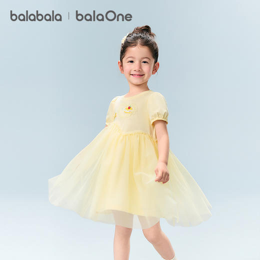 巴拉巴拉女童裙子儿童连衣裙2026新款夏装甜品绣花章网纱裙蝴蝶结 商品图1