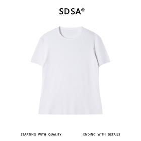 SDSA男装2026新款高贵轻奢潮牌纯色圆领螺纹合身短袖T恤时尚简约