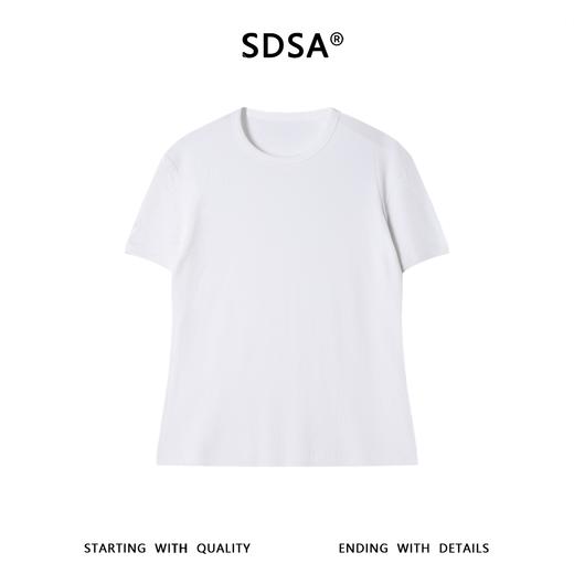 SDSA男装2026新款高贵轻奢潮牌纯色圆领螺纹合身短袖T恤时尚简约 商品图0