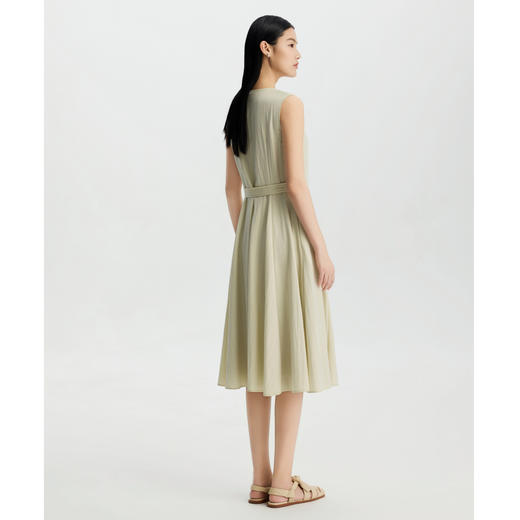 PURE TOUCH女装26春夏新款圆领无袖连衣裙腰部系带中长款过膝长裙 商品图9