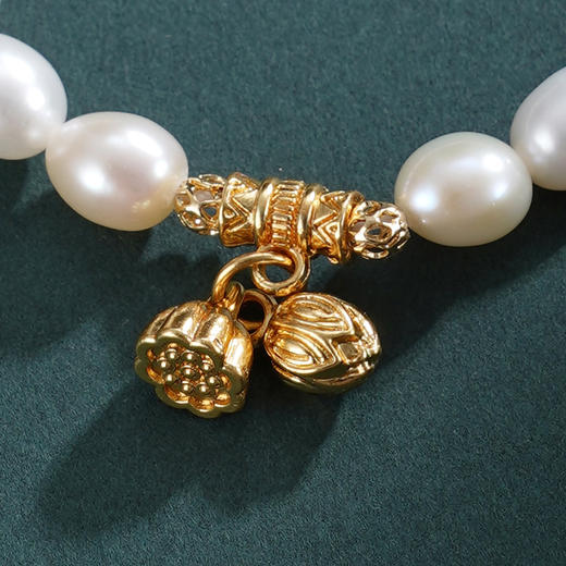 子佩集【两世永欢】珍珠惜王妃手链【ZZSL018】7.5-8.5mm珠镀金莲蓬2601 商品图2