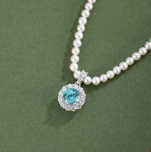 子佩集【蓝海花梦】银S925珍珠惜王妃项链【ZZXL020】2.8mm珠蓝太阳花2601 商品图1