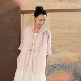 牧衣游原创 丝棉手工刺绣外套新款轻薄宽松古朴百搭防晒开衫 筑心