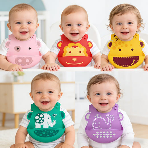 加拿大MARCUS婴儿硅胶围兜 防水防漏宝宝围嘴兜 商品图4