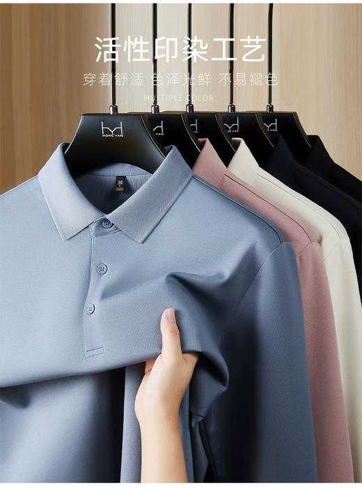 派森龙春秋长袖翻领男士POLO衫纯色保暖男T恤打底衫 商品图1