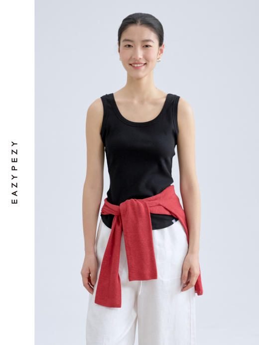 长绒棉真丝羊毛罗纹背心 商品图3