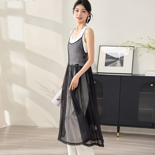 米思阳新款休闲网纱吊带连衣裙薄款外搭叠穿裙子女2354 商品图4