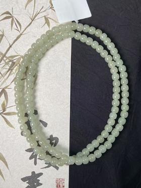 【快抱】【于田产和田玉于田料青白玉6mm苹果珠项链108颗】出证书，发货1~5天，48小时鉴赏期