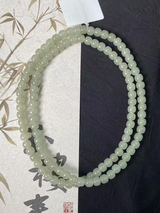 【快抱】【于田产和田玉于田料青白玉6mm苹果珠项链108颗】出证书，发货1~5天，48小时鉴赏期 商品图0