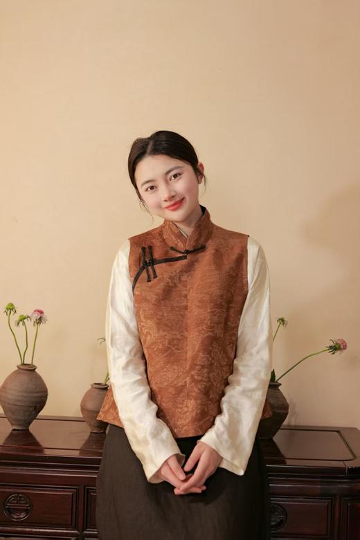 漫物记甲丝麻+龟裂纹斜襟立领双面马xys-324 商品图0