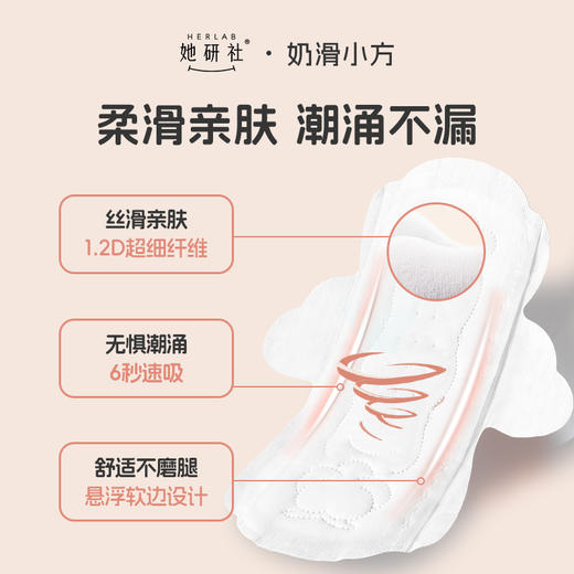 她研社 奶滑小方棉柔卫生巾日用/夜用290mm*6片 6974354668107 商品图4