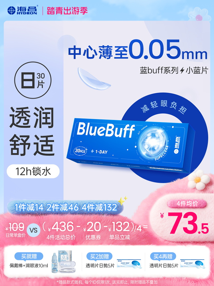 【蓝片】海昌英雄联盟联名款蓝buff隐形眼镜日抛30片
