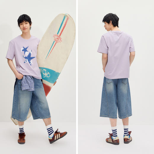 森马短袖T恤男夏季晕染星星印花针织衫2026新款吸湿速干情侣上衣 商品图4