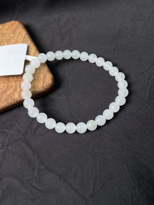 【快抱】【于田产和田玉白玉6mm圆珠手串】出证书，发货1~5天，48小时鉴赏期 商品图3