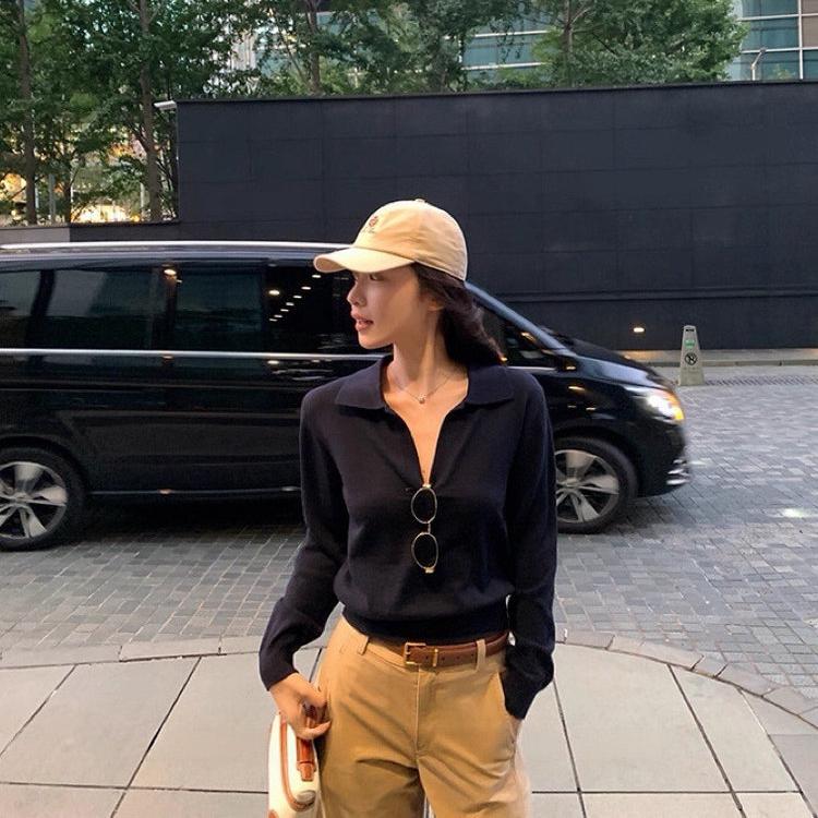 【老钱风Polo领针织衫】AMTN慵懒休闲V领长袖