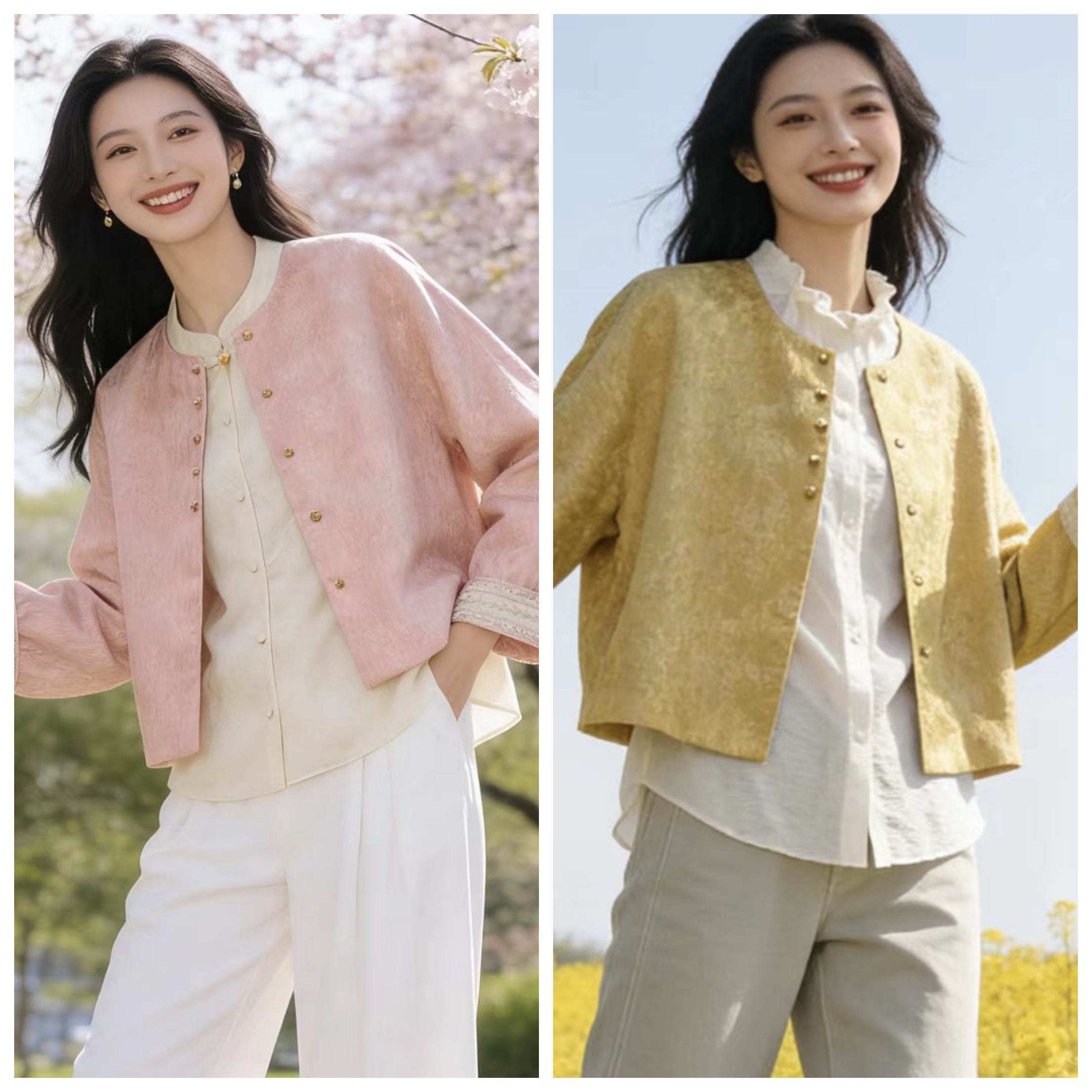 641021春上新 时尚短款国风外套