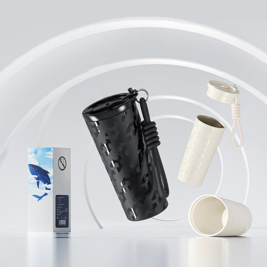 非物 留年陶瓷内胆双饮杯墨玉黑560ml FW-860B 商品图4