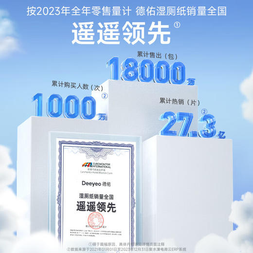 德佑Deeyeo 经典蓝湿厕纸40抽*6包 dyc40c6b 商品图3