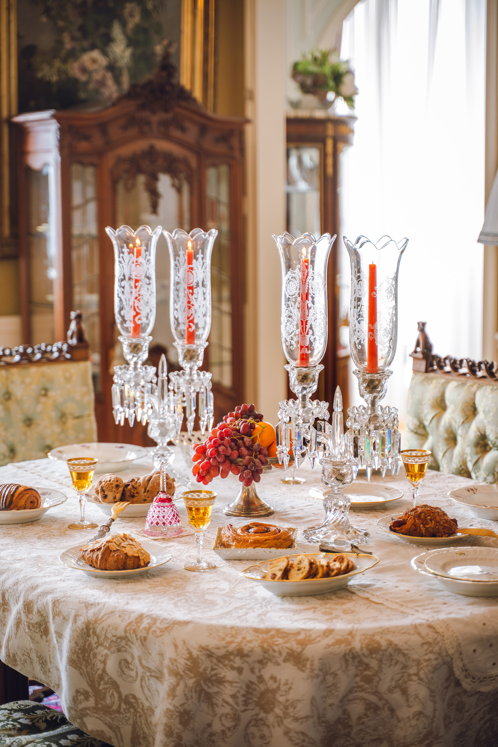 独角鹿西洋古董20世纪法国著名水晶工坊巴卡拉出品Bamboo竹纹款两枝头烛台一对