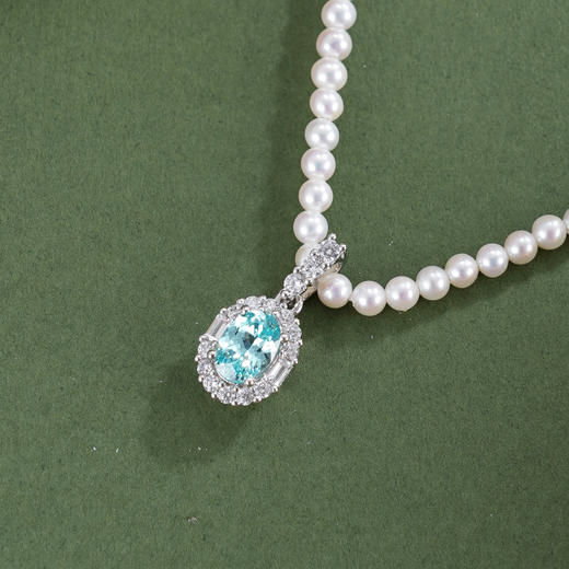 子佩集【蓝调情书】银S925珍珠惜王妃项链【ZZXL022】2.8mm珠蓝椭圆2601 商品图1