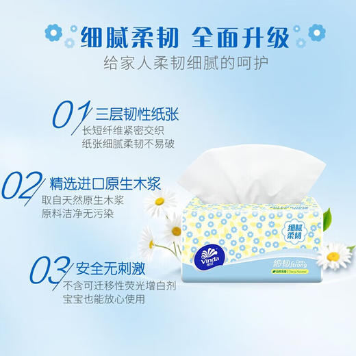 Vinda维达 细韧系列抽纸3层100抽8包*1提XS码 WVXR8B-1XS 商品图2