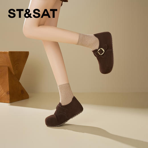 星期六26春新款质感绒面百搭厚底勃肯鞋SSE1112CMZ 商品图7