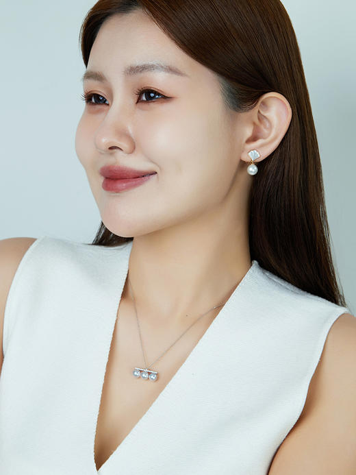 【挚友限定】平衡木-18k金真多麻色珍珠钻石项链 6.5-7mm 商品图2