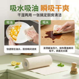 京东京造 懒人抹布 本色抑菌 加厚厨房用纸50节*12卷 吸油一次性洗碗抹布