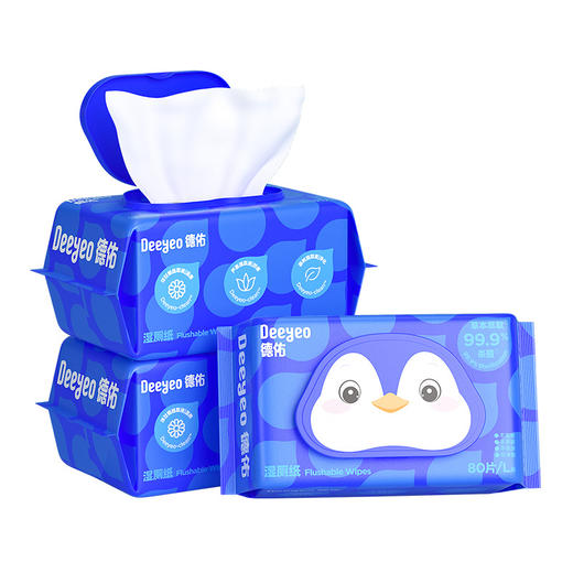 德佑Deeyeo 经典蓝湿厕纸80抽*3包 dyc80c3b 商品图0