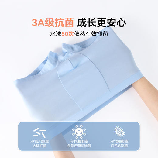 【3A抗菌平角裤三件装】男女童贴身亲肤云感软糯内裤春季新款安奈儿童装JG617518&JB617527 商品图9