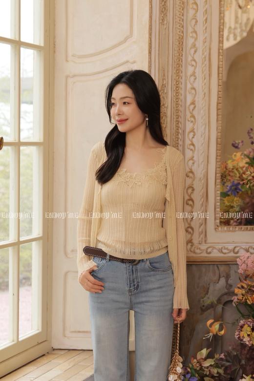 【门店同款】ENJOY夏季香草黄花朵针织上衣 170644731 商品图0