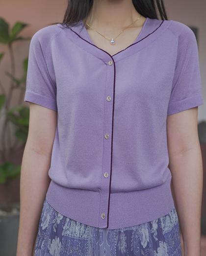 司歌针织衫轻薄透气收腰上衣v领夏女天丝G93G3951 商品图1