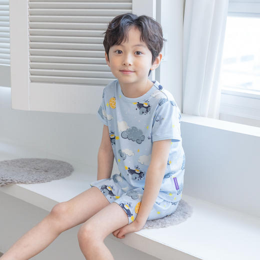 【丝麻棉天然抗菌】韩国moimoi {短袖外出套} 末一末一T恤套装春夏儿童家居服儿童套装 商品图5