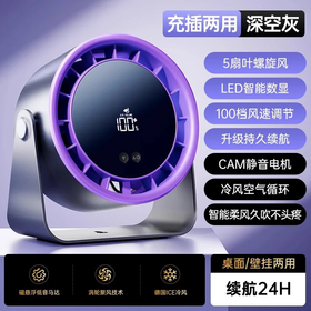 积分免费兑：塔菲克【2026重磅升级】桌面小风扇USB静音制冷超强风力台式便携空调扇宿舍家用办公室挂壁卧室长续航 深空灰Pro【充插款】续航24H丨100档循环冷风 【45°仍吹冷风】