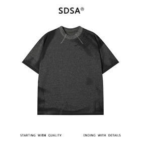 SDSA男装2026新款高贵轻奢韩系扎染简约缝线圆领短袖T恤百搭上衣
