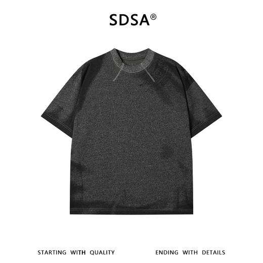 SDSA男装2026新款高贵轻奢韩系扎染简约缝线圆领短袖T恤百搭上衣 商品图0
