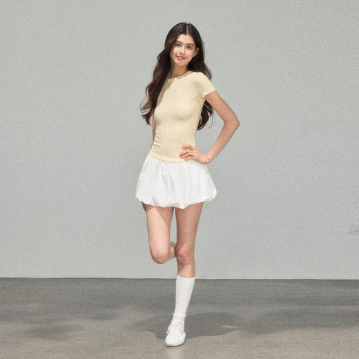 Ariseism 美式复古基础款百搭修身短袖T恤女夏季新款上衣 商品图3