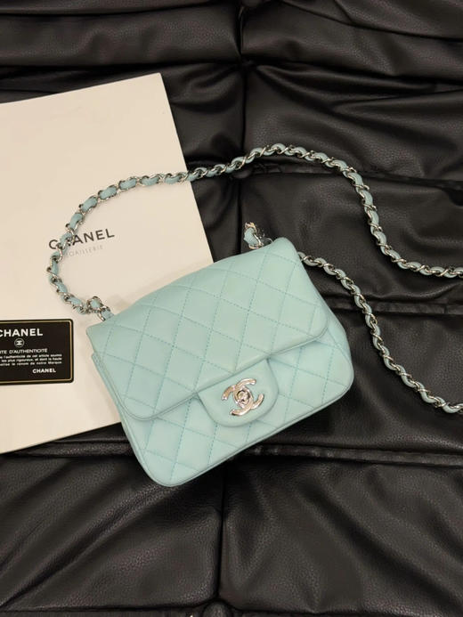 CHANEL 羊皮 薄荷绿 方胖子 斜挎包 商品图0