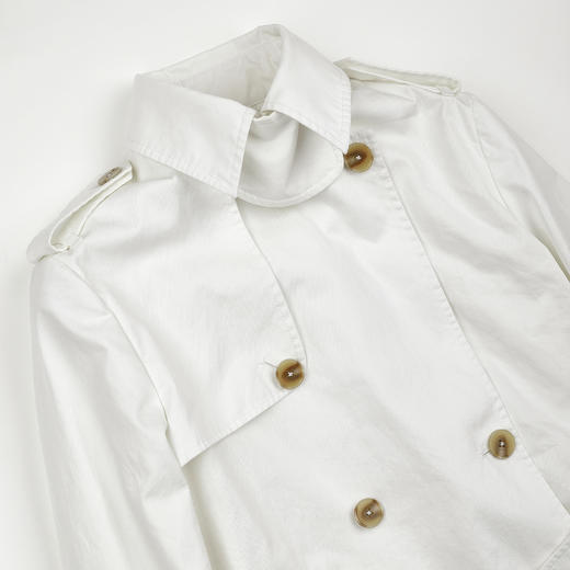 ROMI STUDIO“优雅老钱”100%匹马棉双排扣收腰白风衣RWDSWG2338 商品图2