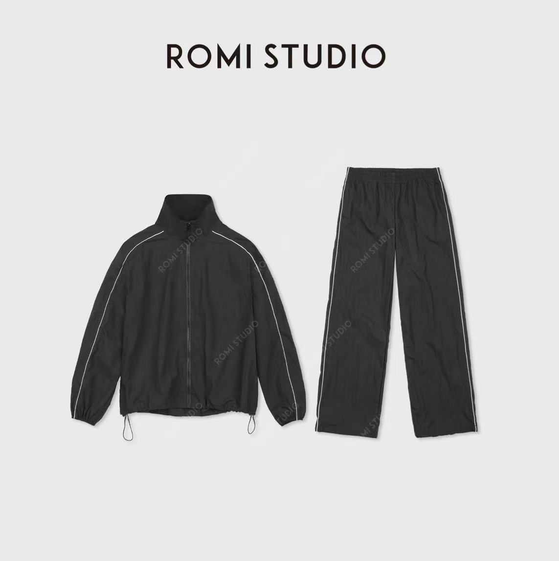 ROMI STUDIO“美式运动套”轻量化棉锦交织撞色外套裤子RWDSW62583